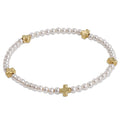 Signature Cross Small 3mm Pearl Bracelet - Gold