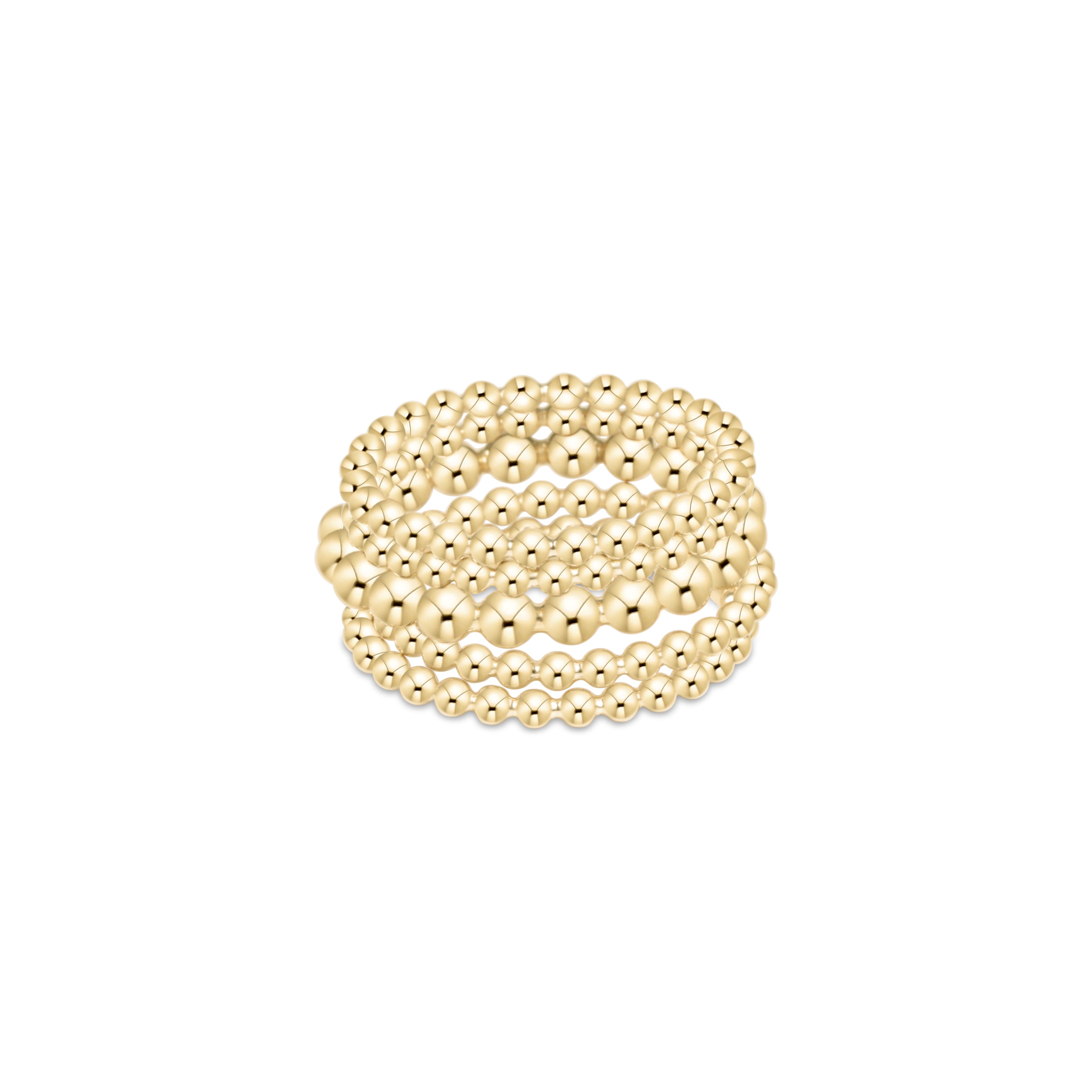 beaded gold ring stack