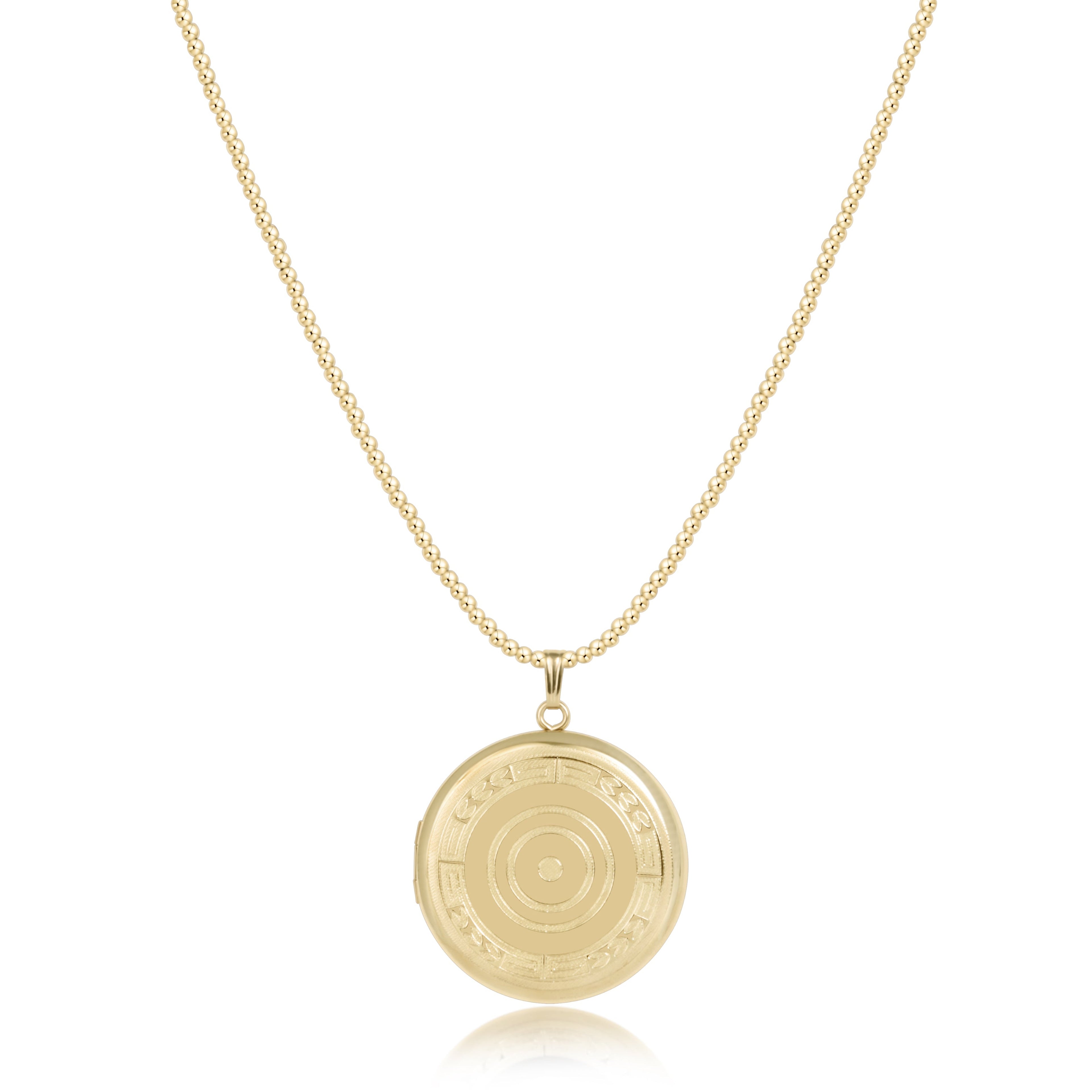 Choker Beaded - Classic Gold 2mm - Cherish Large Gold Locket