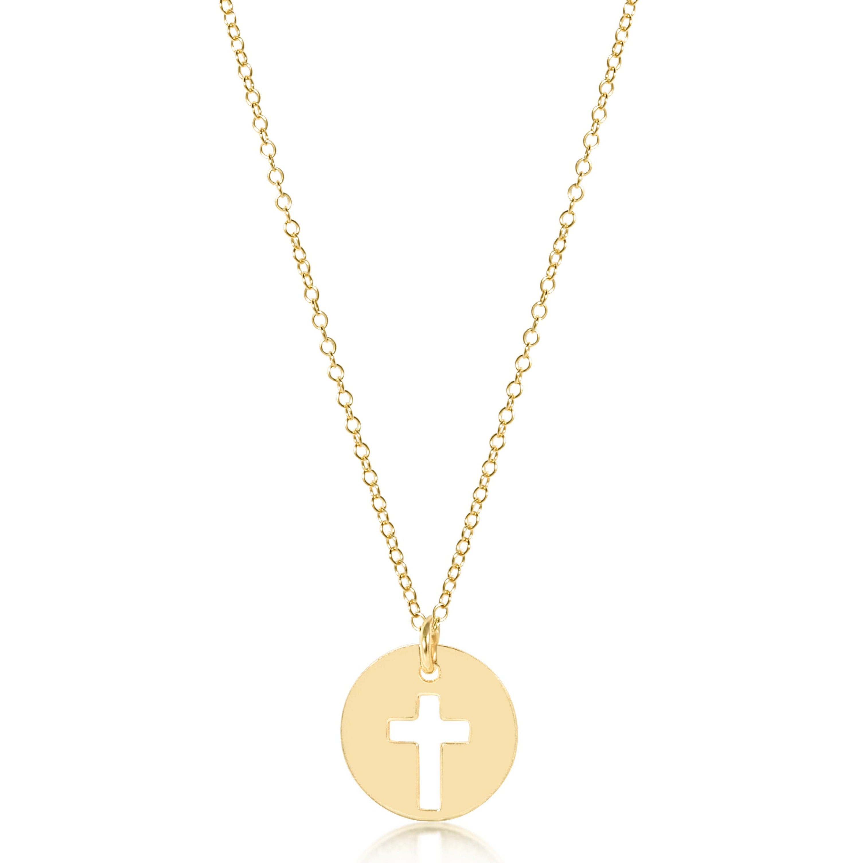 16" necklace gold - blessed gold disc