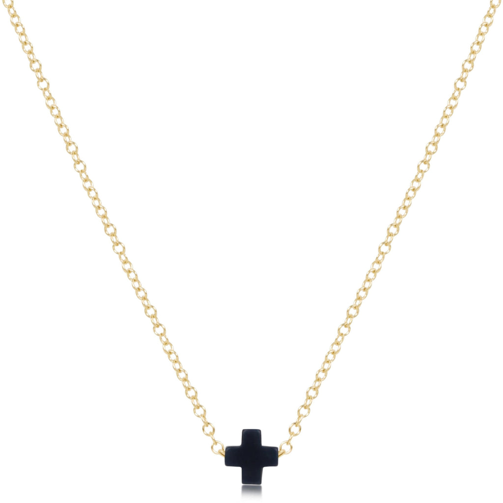 16" Necklace Gold - Signature Cross Small