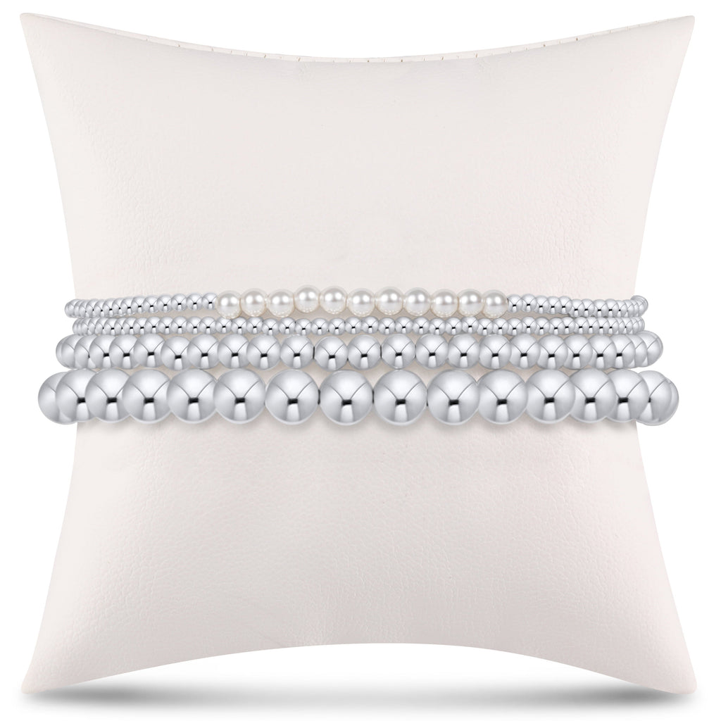 everyday sterling stack of 4 - pearl